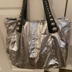 Silver tote bag